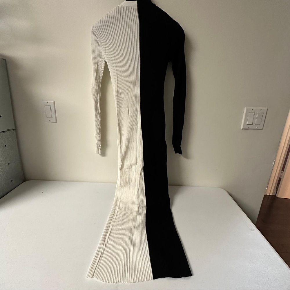 STAUD Shoko Ribbed Color Block Sweater Dress. - Picture 4 of 5